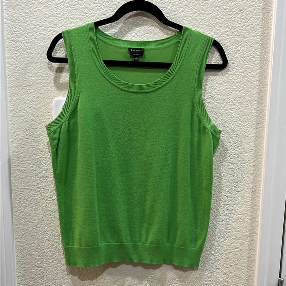 Talbots Black Label Kelly Green Sleeveless Pima Cotton Top